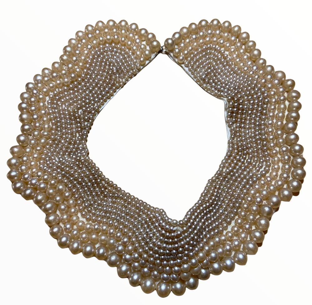 Vintage Pearl Collar MCM Necklace Choker Baar & Beards Japanese Handmade Pearl